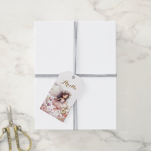 Lavendel Fee Wildblume pixie Geburtstag Geschenkanhänger (Mit Garn)