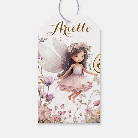Lavendel Fee Wildblume pixie Geburtstag Geschenkanhänger (Rückseite)