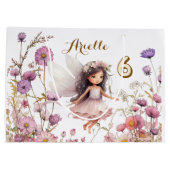 Lavendel-Fee Wildblumen-Pixie-Geburtstag Große Geschenktüte (Rückseite)
