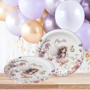 Lavendel-Fee Wildblumen-Pixie-Geburtstag Pappteller