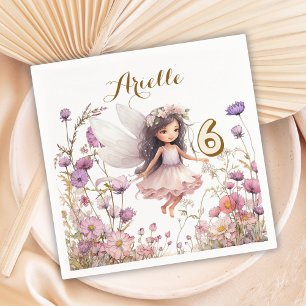 Lavendel-Fee Wildblumen-Pixie-Geburtstag Serviette