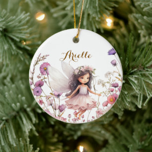 Lavendel-Fee Wildblumen-Pixie-Geburtstagsgeschenk Keramik Ornament