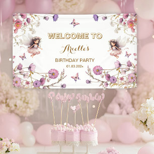 Lavendel-Fee Wildblumen-Pixie-Willkommensschild Banner