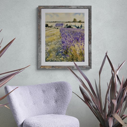Lavendel-Feld Aquarell Fotodruck