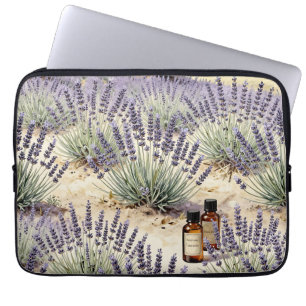 Lavendel-Feld Ätherisches Öl-Wasserfarbenmuster Laptopschutzhülle