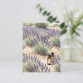 Lavendel-Feld-Ätheröl-Wasserfarben-Muster Postkarte (Stehend Vorderseite)