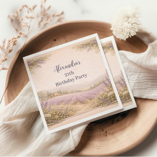 Lavendel-Feld-Garten-Geburtstag Serviette