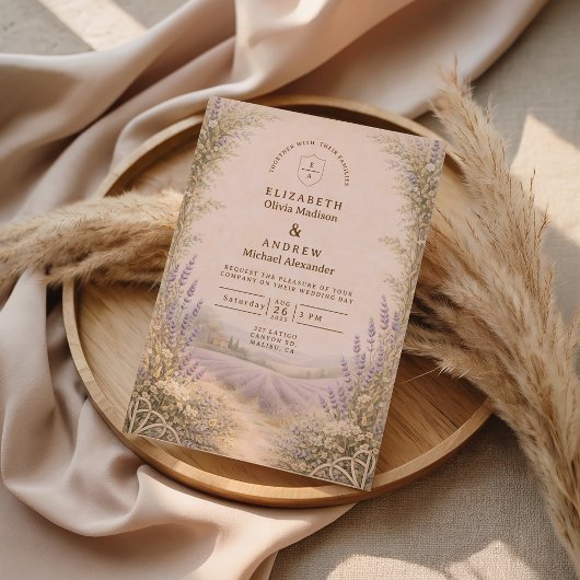 Lavendel-Feld-Landhochzeit Einladung