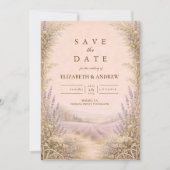 Lavendel-Feld-Landhochzeit Save The Date (Vorderseite)