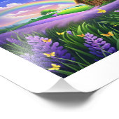 Lavendel-Feld-Regenbogen-Häuschen-Traum Fotodruck (Ecke)