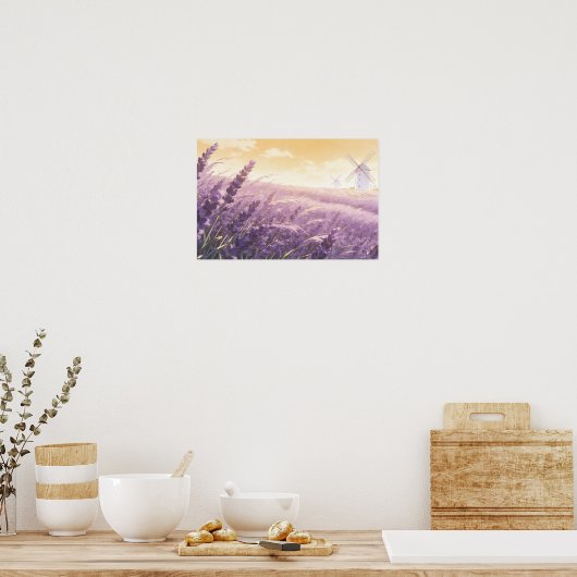 Lavendel-Feld-Sonnenuntergang-Poster Poster (Küche)
