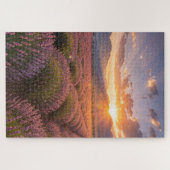 Lavendel-Feld-Sonnenuntergangs-Puzzle Puzzle (Horizontal)