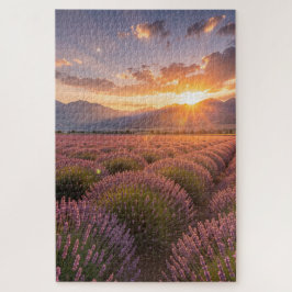 Lavendel-Feld-Sonnenuntergangs-Puzzle Puzzle