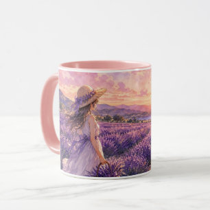 Lavendel-Feld-Sonnenuntergangs-Tasse Tasse