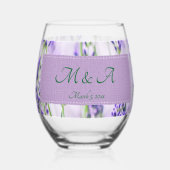 Lavendel-Felder Hochzeitglas Weinglas Ohne Stiel (Rückseite)
