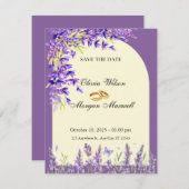 Lavendel Felder Hochzeitkarte Einladung (Vorne/Hinten)