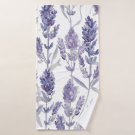 Lavendel Felder | Lila Aquarell-Blumenmuster Badehandtuch