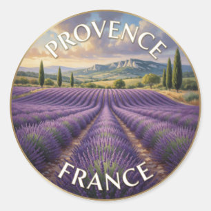 Lavendel Felder Provence Frankreich Landschaft Runder Aufkleber