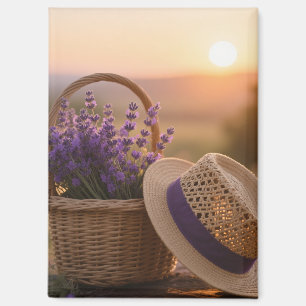 Lavendel Field at Sunset - Lila Landschaft in Sere Magnet