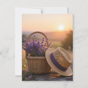 Lavendel Field at Sunset - Lila Landschaft in Sere Postkarte