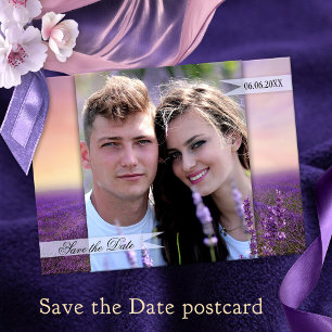 Lavendel Field Floral Land Save the Date Ankündigungspostkarte