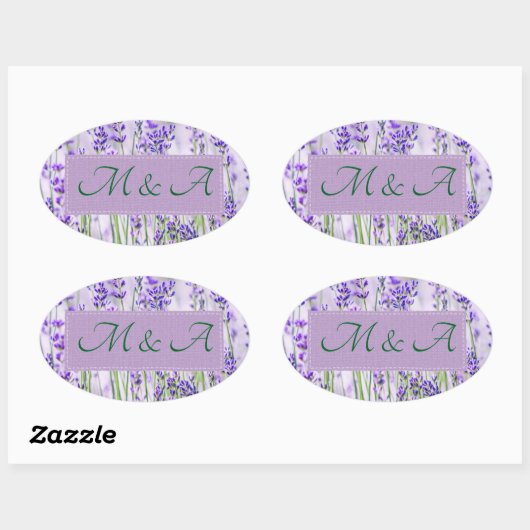 Lavendel Fields Hochzeitshilfen Ovaler Aufkleber (Blatt)