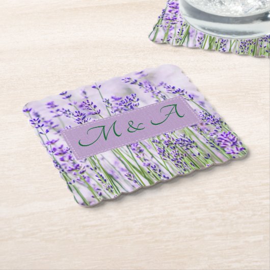Lavendel Fields Hochzeitskallopf Papier Untersetze Untersetzer (angewinkelt)