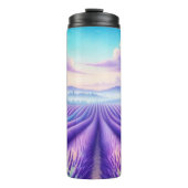 Lavendel Fields, Lila Traum, Serene Sky. Thermosbecher (Vorderseite)