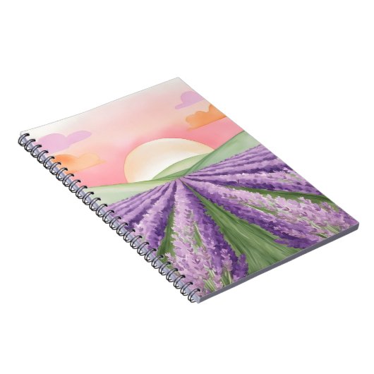 Lavendel Fields Sunset-Notebook Notizblock (Rechte Seite)