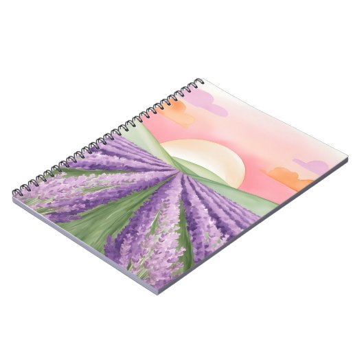 Lavendel Fields Sunset-Notebook Notizblock (Linke Seite)