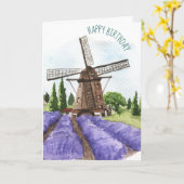 Lavendel Fields und Windmill Geburtstagskarte Karte (Gelbe Blume)