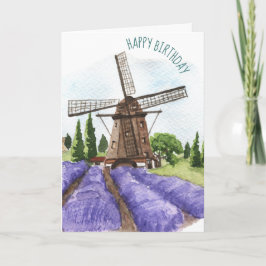 Lavendel Fields und Windmill Geburtstagskarte Karte