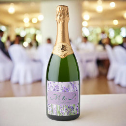 Lavendel Fields Wedding Sparkling Wine Label Schaumweinetikett