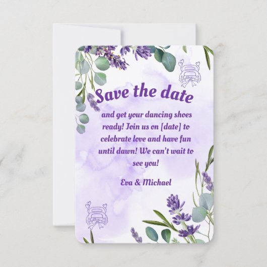 Lavendel-Flat-Save-the-Date-Karte Save The Date (Vorderseite)