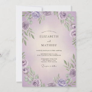 Lavendel Flieder Blatt Hochzeit Einladung