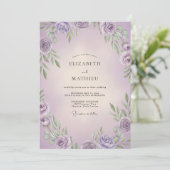 Lavendel Flieder Blatt Hochzeit Einladung (Stehend Vorderseite)