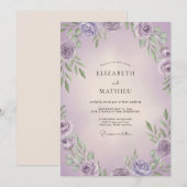 Lavendel Flieder Blatt Hochzeit Einladung (Vorne/Hinten)