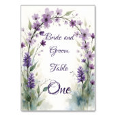 Lavendel Flieder Blumen Tischnummer Schild (Rückseite)