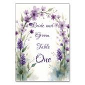 Lavendel Flieder Blumen Tischnummer Schild (Vorderseite)