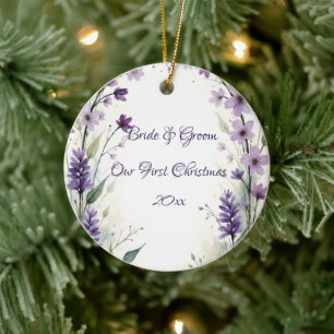 Lavendel Flieder Blumenbogen Weihnachten Keramik Ornament