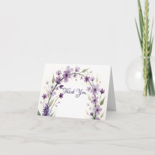 Lavendel Flieder Floral Dankeskarte (Vorderseite)