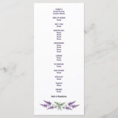 Lavendel Flieder Florale Hochzeit Programm (Rückseite)