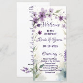Lavendel Flieder Florale Hochzeit Programm (Vorne/Hinten)