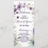 Lavendel Flieder Florale Hochzeit Programm (Vorderseite)
