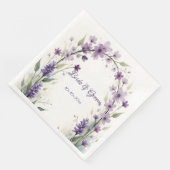 Lavendel Flieder Florale Hochzeit Serviette (Ecke)