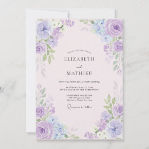 Lavendel Flieder Hortensien Eukalyptus Hochzeit Einladung