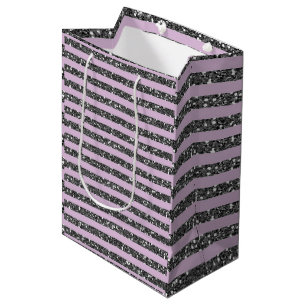 Lavendel Flieder Lila Silber Glitter Streifen Part Mittlere Geschenktüte