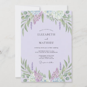 Lavendel Flieder Zweig Eukalyptus Hochzeit Einladung