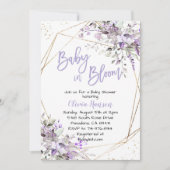 Lavendel Floral Baby in Bloom Baby Dusche Einladung (Vorderseite)