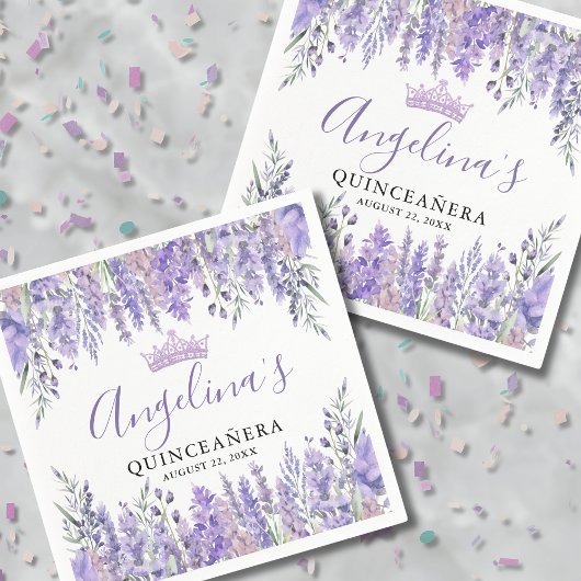 Lavendel Floral Lila Quinceanera Serviette